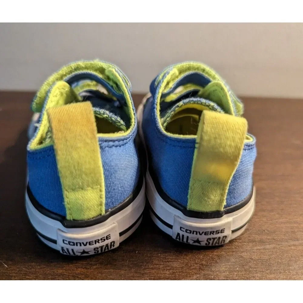 CONVERSE KIDS SIZE 4 CHUCK TAYLOR ALL STARS BLUE YELLOW SNEAKER HOOK AND LOOP